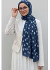 Kadın Lacivert Ceylan Desenli Pamuklu Soft Dokulu Mevsimlik Tesettür Şal