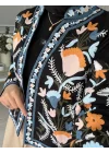 Kadın Siyah Renkli Çiçek Nakış İşlemeli Yakasız Mevsimlik Denim Pinterest Ceket