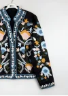 Kadın Siyah Renkli Çiçek Nakış İşlemeli Yakasız Mevsimlik Denim Pinterest Ceket