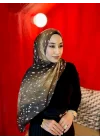 Kadın Kahve Ceylan Desenli Pamuklu Soft Dokulu Mevsimlik Tesettür Şal
