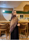 Kadın Kahve Ceylan Desenli Pamuklu Soft Dokulu Mevsimlik Tesettür Şal