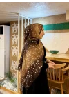 Kadın Kahve Ceylan Desenli Pamuklu Soft Dokulu Mevsimlik Tesettür Şal