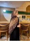 Kadın Kahve Ceylan Desenli Pamuklu Soft Dokulu Mevsimlik Tesettür Şal