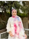 Kadın Çiçek Desenli Nefes Alan Yumuşak Bambu Dokuma Şal