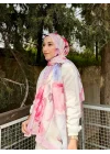 Kadın Çiçek Desenli Nefes Alan Yumuşak Bambu Dokuma Şal