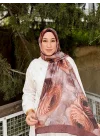 Kadın Acı Kahve Çiçek Desenli Terletmeyen Yumuşak Doğal Bambu Şal
