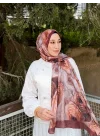 Kadın Acı Kahve Çiçek Desenli Terletmeyen Yumuşak Doğal Bambu Şal