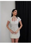 Kadın Beyaz Puantiyeli Pinterest Göğüs Dekolteli Şortlu Mini Elbise