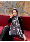 Kadın Kahverengi Ceylan Desenli Pamuklu Soft Dokulu Mevsimlik Tesettür Şal