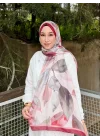 Kadın Bordo Pudra Sulu Boya Yaprak Desenli Yumuşak Dokulu Soft Şal