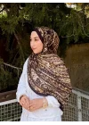 Kadın Koyu Kahve Etnik Desenli Yumuşak Dokulu Pamuklu Soft Şal