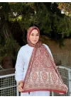 Kadın Bordo Kiremit Etnik Paisley Desenli Yumuşak Dokulu Pamuklu Soft Şal