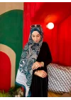 Kadın Petrol Mavisi Etnik Paisley Desenli Yumuşak Dokulu Pamuklu Soft Şal