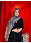Kadın Petrol Mürdüm Etnik Paisley Desenli Yumuşak Dokulu Pamuklu Soft Şal