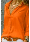 Kadın Turuncu Düz Renk Dokuma Pamuklu Viskon Kumaş Uzun Kollu Basic Gömlek