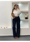 Kadın Beyaz Tasarım Fisto İşlemeli Gömlek Bohem Pamuklu Delik İşi