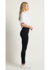 Kadın Siyah Yüksek Bel Dikişsiz Fitilli Spor Tayt Toparlayıcı Seamless