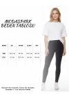 Kadın Siyah Yüksek Bel Dikişsiz Fitilli Spor Tayt Toparlayıcı Seamless