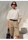 Kadın Beyaz Fisto Dantel Garnili Hakim Yaka Pamuklu Pinterest Gömlek Bluz