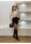 Kadın Bej Volanlı Fisto Nakışlı Gömlek Bluz Bohem Pinterest Dantelli