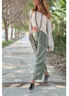 Kadın Haki Keten Cepli Yıkamalı Bohem Pinterest Salaş Bol Paça Pantolon