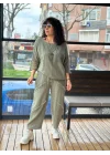 Kadın Haki Keten Cepli Yıkamalı Bohem Pinterest Salaş Bol Paça Pantolon