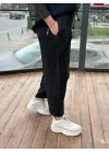 Kadın Siyah Keten Cepli Yıkamalı Bohem Pinterest Salaş Bol Paça Pantolon