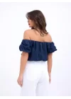 Taş Detaylı Gömlek Şort Denim Takım 10175