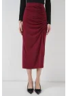 8033 Sandy Yırtmaçlı Etek - Bordo