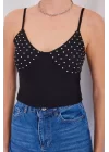 918 İp Askılı Crop Top - Siyah
