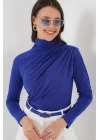 925 Büzgü Detaylı Sandy Bluz - Saks