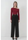 937 Kayık Yaka Sandy Bluz - Bordo