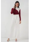 940 Büzgü Detaylı Sandy Bluz - Bordo