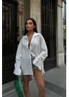 Alina Kol Cut Out Keten Gömlek 3252-08