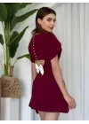 Alka İncili Fiyonk Detay Elbise