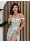 Anjelik Yırtmaç Detaylı Elbise