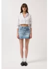 Asimetrik Kemer Denim Mini Etek