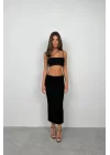 Askı Detay Straplez Dokulu Crop
