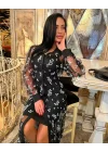 Astar Sandy, Dışı Tül çiçek Desenli Elbise