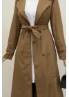 Astarlı Kemerli Trenckot -Taba