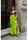 Audrey Fıfrlı Yırtmaç Detay Etek 4037