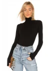 MetuCa Kadın Siyah Balıkçı Yaka Uzun Kollu Parmak Geçmeli Sandy Kumaş Tanga Kesim Bodysuit Zıbın