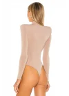 Balıkçı Yaka Vatkalı Yanı Büzgülü Bodysuit