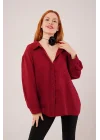Basic Oversize Bordo Gömlek