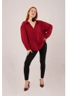 Basic Oversize Bordo Gömlek