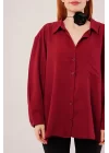 Basic Oversize Bordo Gömlek