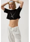 Baskılı Crop T-Shirt