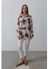 Baskılı Gömlek - Bordo