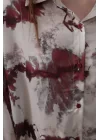 Baskılı Gömlek - Bordo