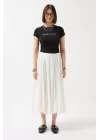 Baskılı Likralı Crop T-Shirt